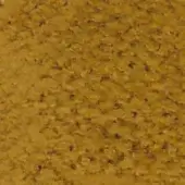 Golden-yellow fabric texture with dense, granular surface and scattered brown speckles, exhibiting a matte, uneven finish.